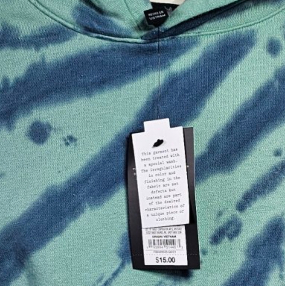 Art Class Girls Boxy Cropped Hoodie Fleece Tie Dye Green Blue NWT Size M 7/8 - Picture 8 of 8